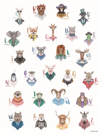 Framed Animal Alphabet Poster Print