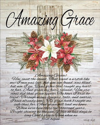 Framed Amazing Grace Christmas Cross Print