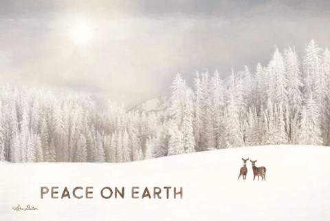 Framed Lava Mountain Snow Storm with Deer Print