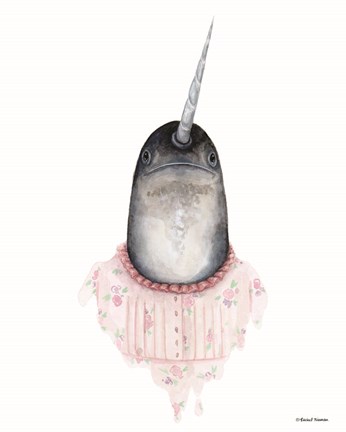 Framed Narwhal in a Nightgown Print