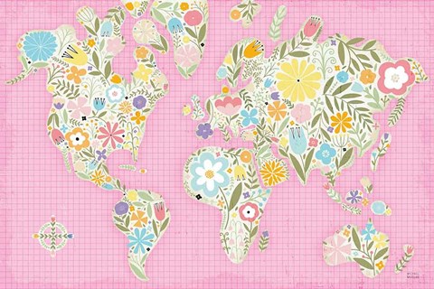 Framed Floral World Pink Print