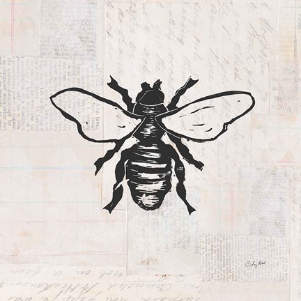 Framed Bee Stamp BW Print