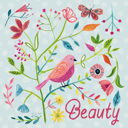 Framed Budding Beauty III Light Blue Print