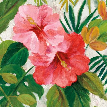 Framed Tropical Jewels I v2 Pink Crop Print