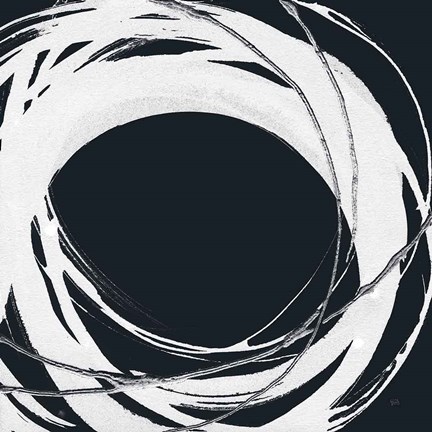 Framed Gilded Enso III BW Print