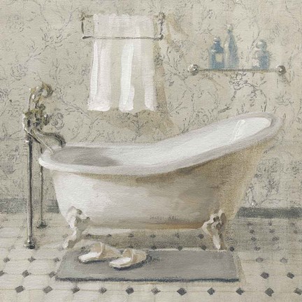 Framed Victorian Bath III Neutral Print