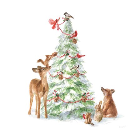 Framed Woodland Celebration II on White Print