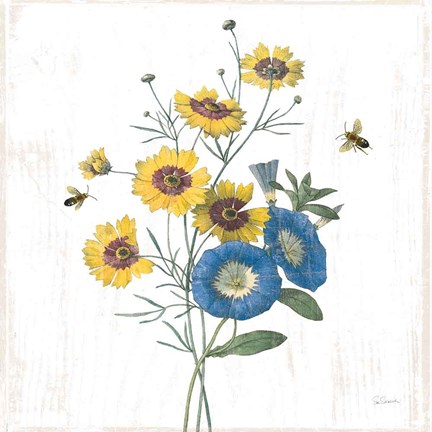 Framed White Barn Flowers VIII Sq Print