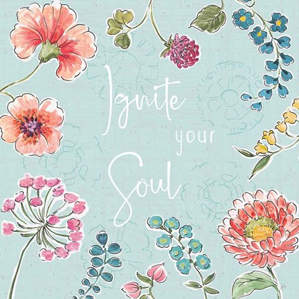 Framed Gypsy Meadow IV Blue Print