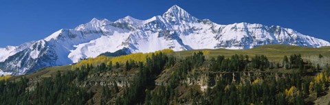 Framed Low Angle View Of Snowcapped Mountains, Rocky Mountains, Colorado Print