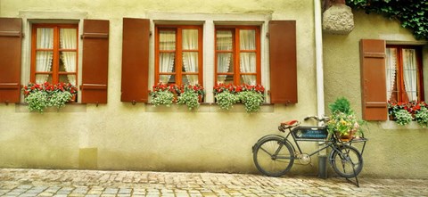 Framed Bicycle Outside A House, Bavaria, Germany Print