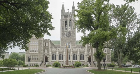 Framed Front View Of Gasson Hall, Chestnut Hill Near Boston, Massachusetts Print