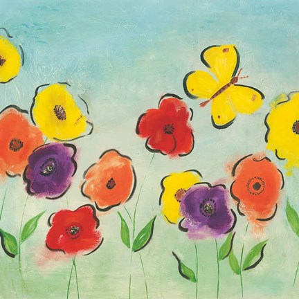 Framed Flowering Garden I Print