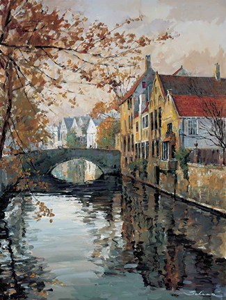Framed Brugge Reflections Print