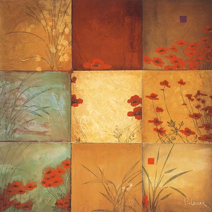 Framed Poppy Nine Patch Print