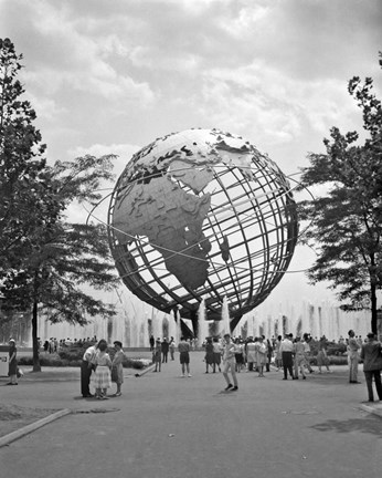 Framed 1964 New York World&#39;s Fair Unisphere Flushing Meadows NY Print