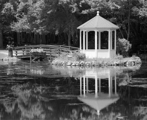 Framed Gazebo Reflected In Pond Seaville NJ Print