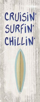 Framed Beach Time IV One Surfboard Print