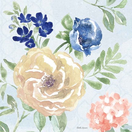 Framed Coastline Botanical II Blue Print