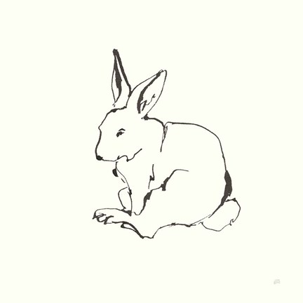 Framed Line Bunny I Print