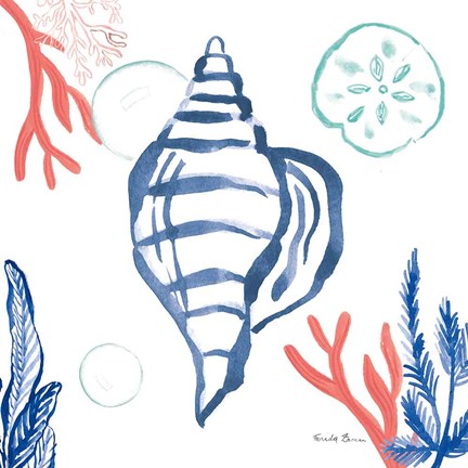 Framed Coastal Jewels II Coral Cove Print