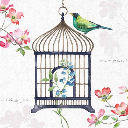 Framed Dogwood Garden VI Navy Print