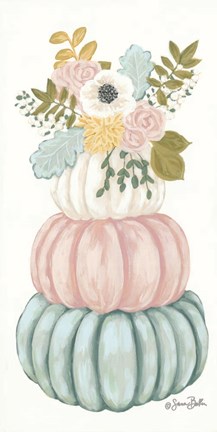Framed Floral Pumpkins Print