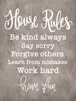 Framed House Rules Print