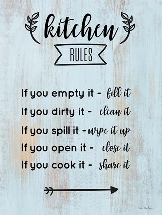 Framed Kitchen Rules Print