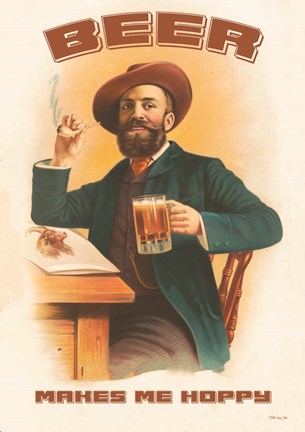 Framed Beer Makes Me Hoppy Print