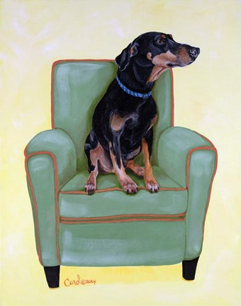 Framed Dobie on Green Print