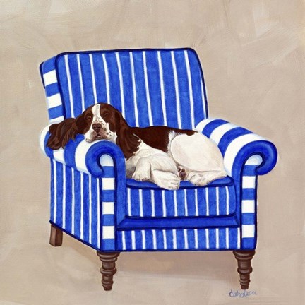 Framed Springer on Blue Print