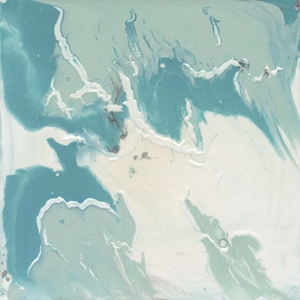 Framed Marbled Aqua I Print