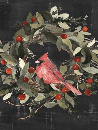 Framed Christmas Cardinal I Print