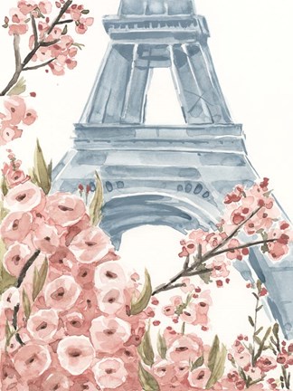 Framed Paris Cherry Blossoms I Print