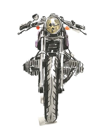 Framed Motorcycles in Ink II Print