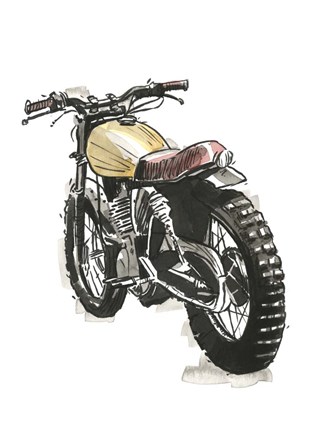 Framed Motorcycles in Ink III Print