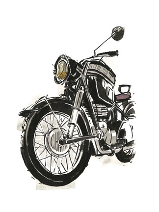 Framed Motorcycles in Ink IV Print