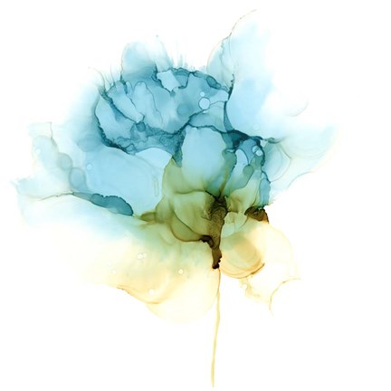 Framed Blooming Cyan I Print