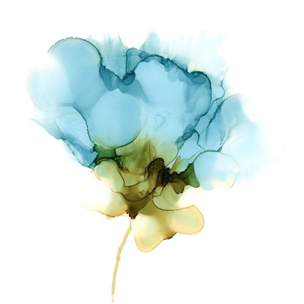 Framed Blooming Cyan II Print