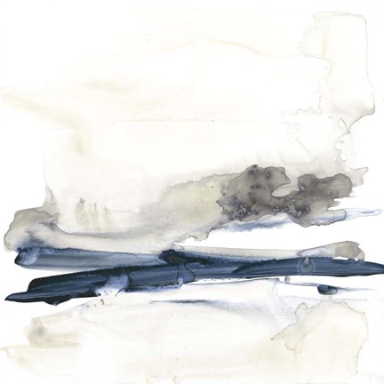 Framed Navy Horizon Line I Print