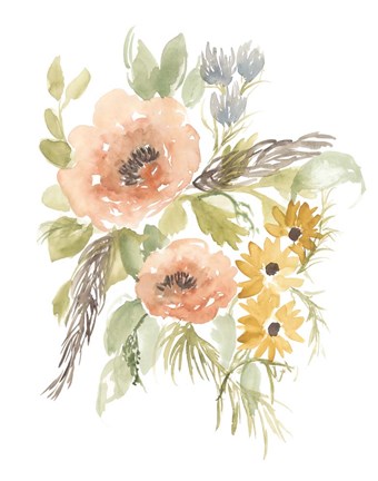 Framed Late Summer Flowers I Print