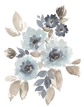 Framed Blue &amp; Chocolate Cascade I Print