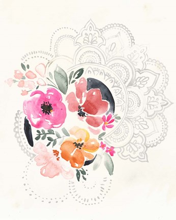 Framed Mandala Bouquet I Print