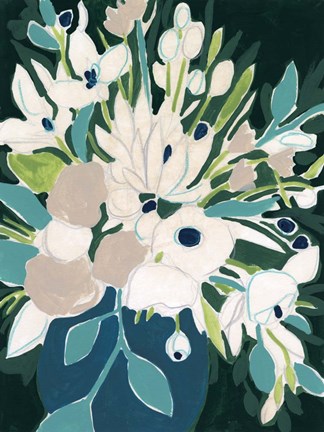 Framed Blue Bloom Sketch I Print