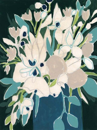 Framed Blue Bloom Sketch II Print