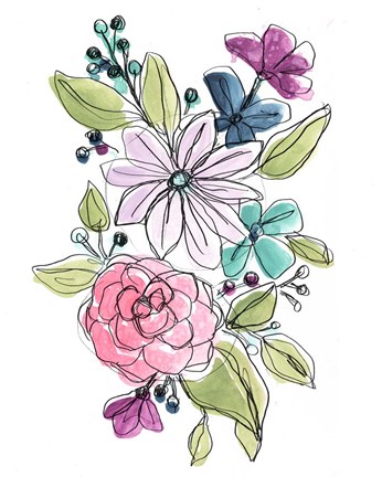 Framed Bright Sketch I Print