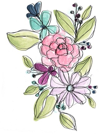 Framed Bright Sketch II Print