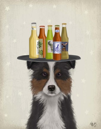 Framed Border Collie Tricolour Beer Lover Print