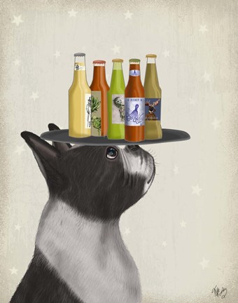 Framed Boston Terrier Beer Lover Print
